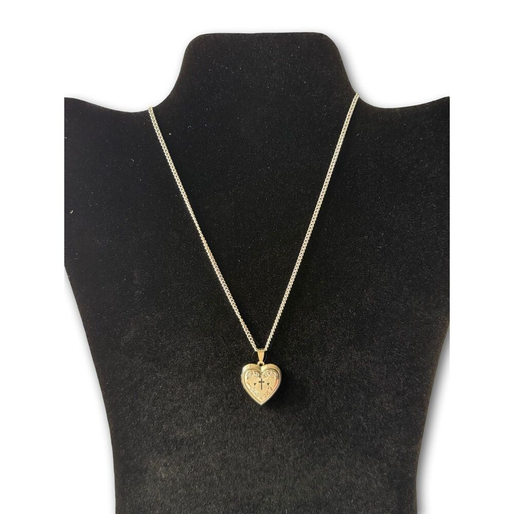 silver heart locket necklace with cross | vintage style